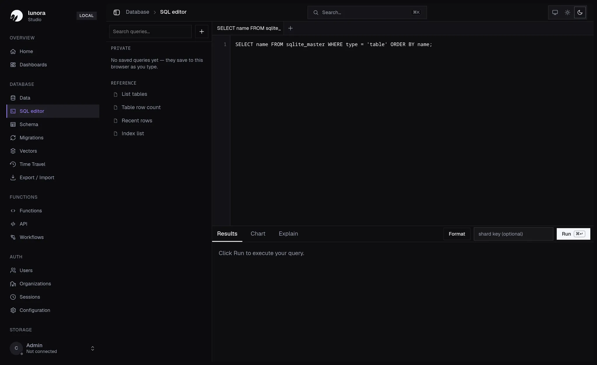 Lunora Studio — A SQL console for the edge